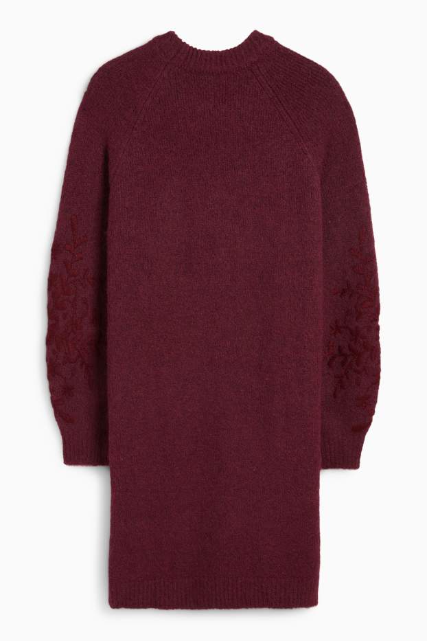 Damen - Strickkleid - Straight Fit - dunkelrot