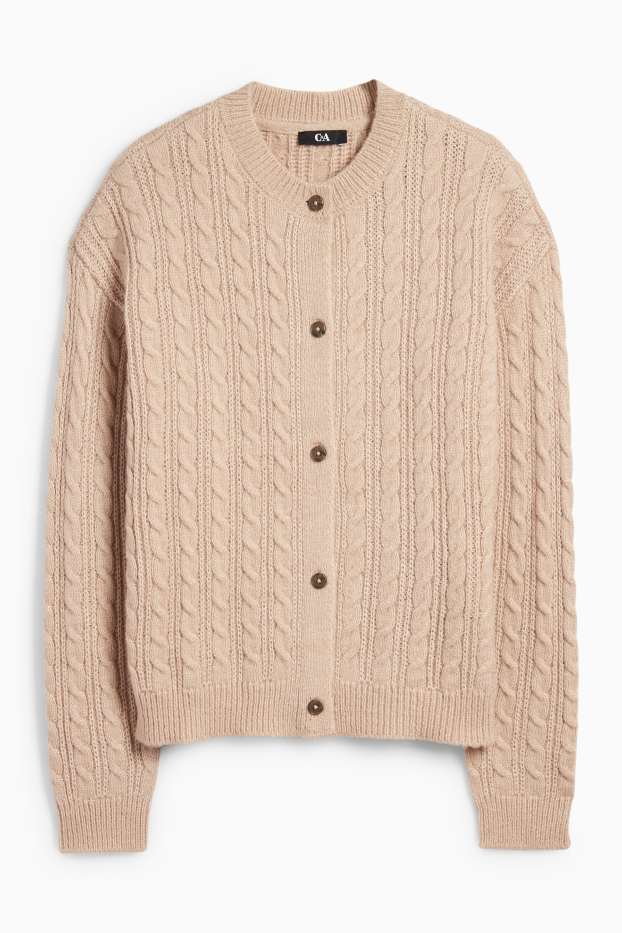 Dames - Gebreid vest - kabelpatroon - beige