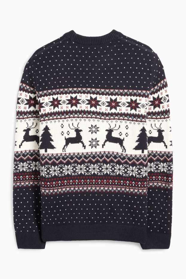 Herren - Weihnachtspullover - Rentier - dunkelblau