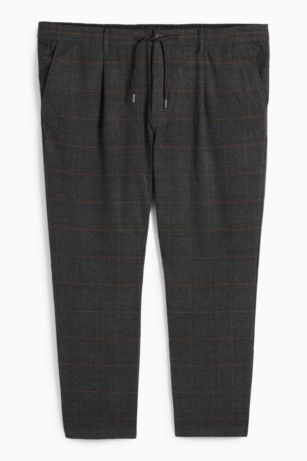 Herren - Chino - Tapered Fit - kariert - dunkelgrau