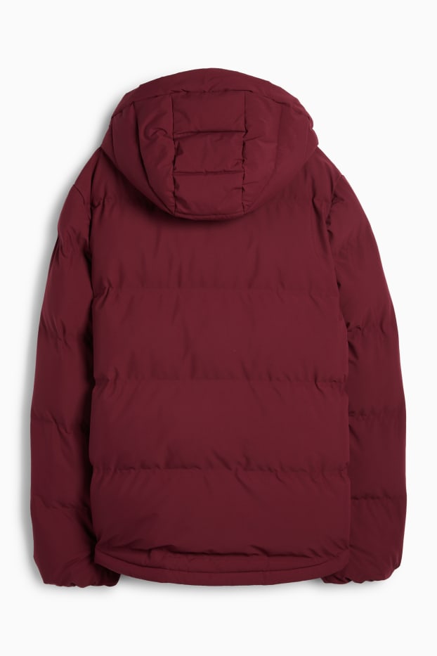 Women - Quilted jacket with hood - water-repellent - dark red