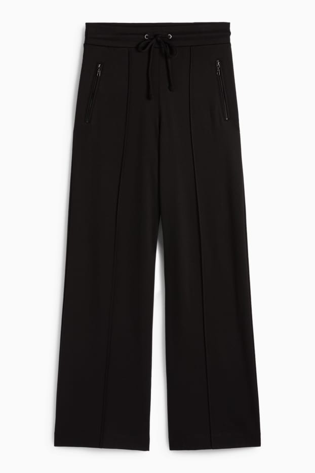 Femei - Pantaloni din jerseu - talie medie - straight fit - negru