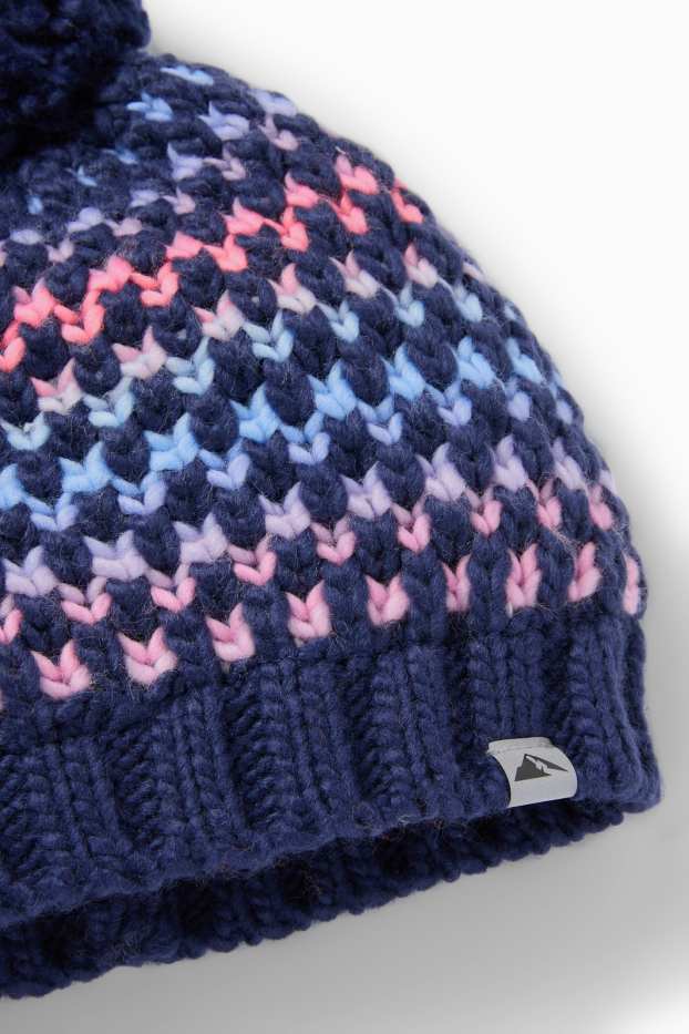 Niñas - Gorro con pompón - estampado - azul oscuro