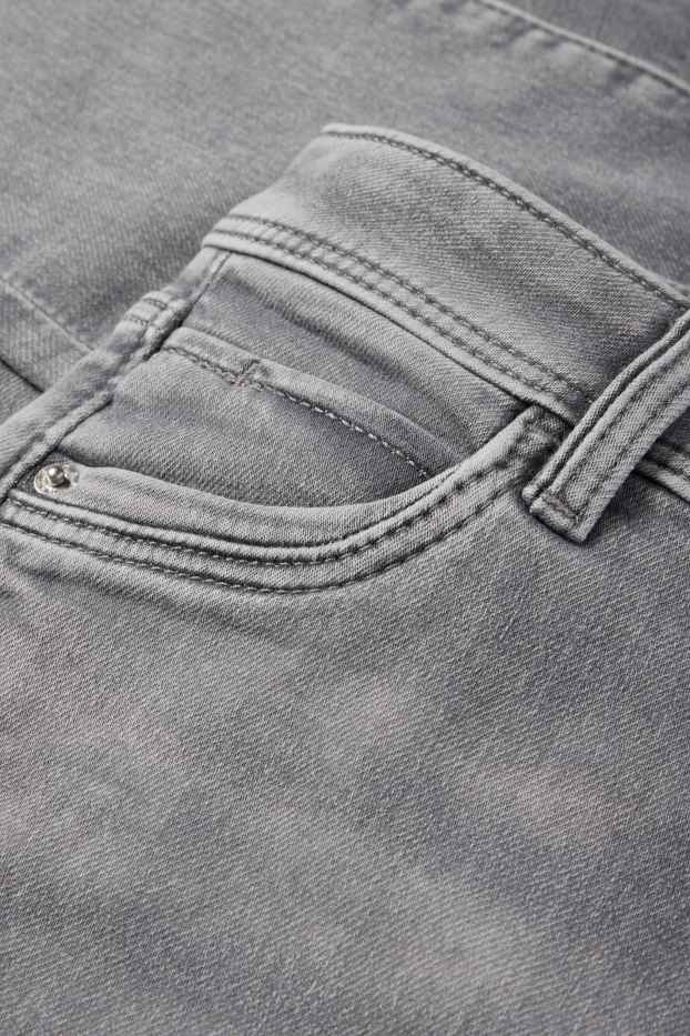 Women - Slim jeans - mid-rise waist - jog denim - denim-light gray