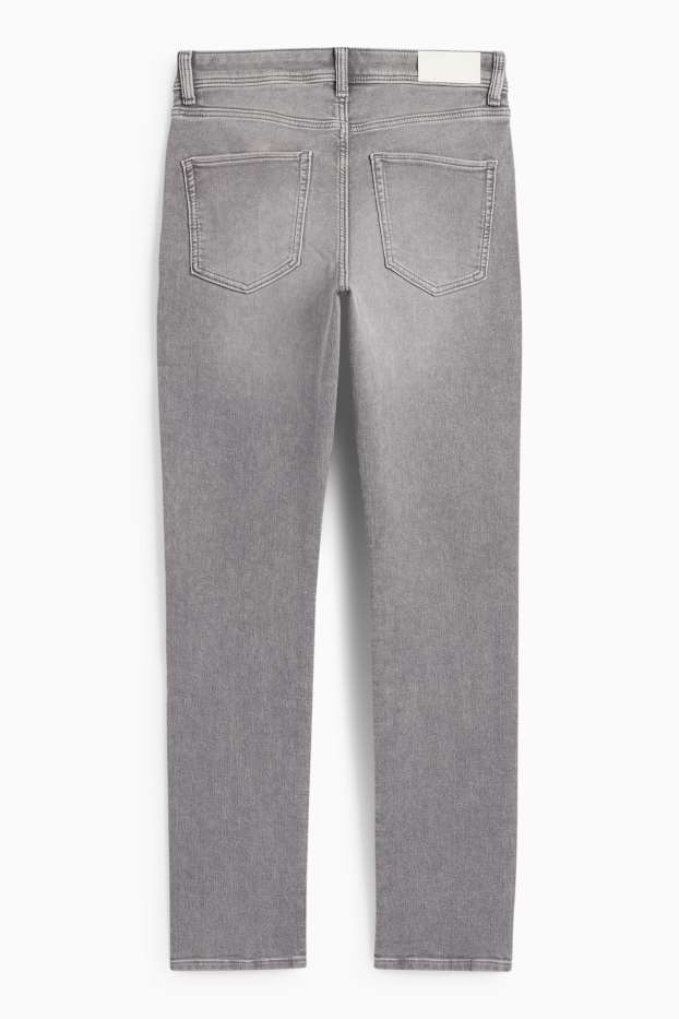 Women - Slim jeans - mid-rise waist - jog denim - denim-light gray
