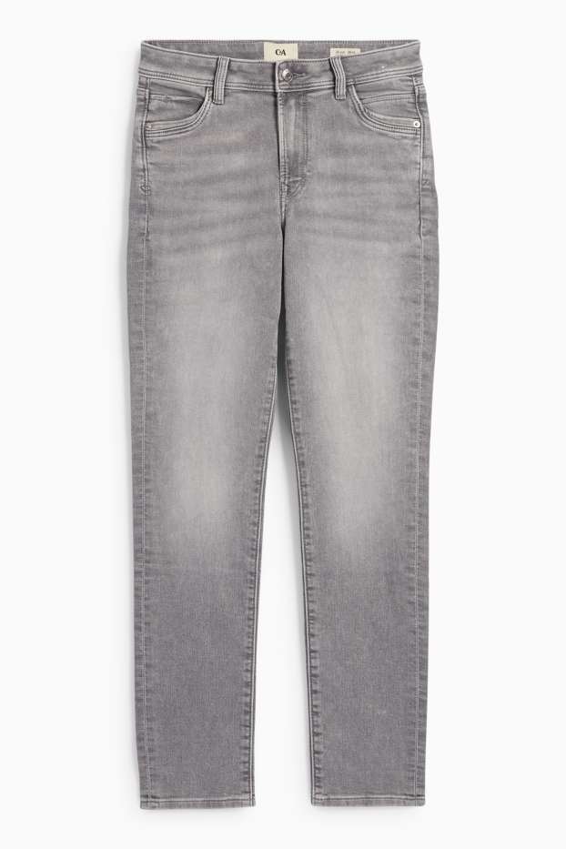 Women - Slim jeans - mid-rise waist - jog denim - denim-light gray