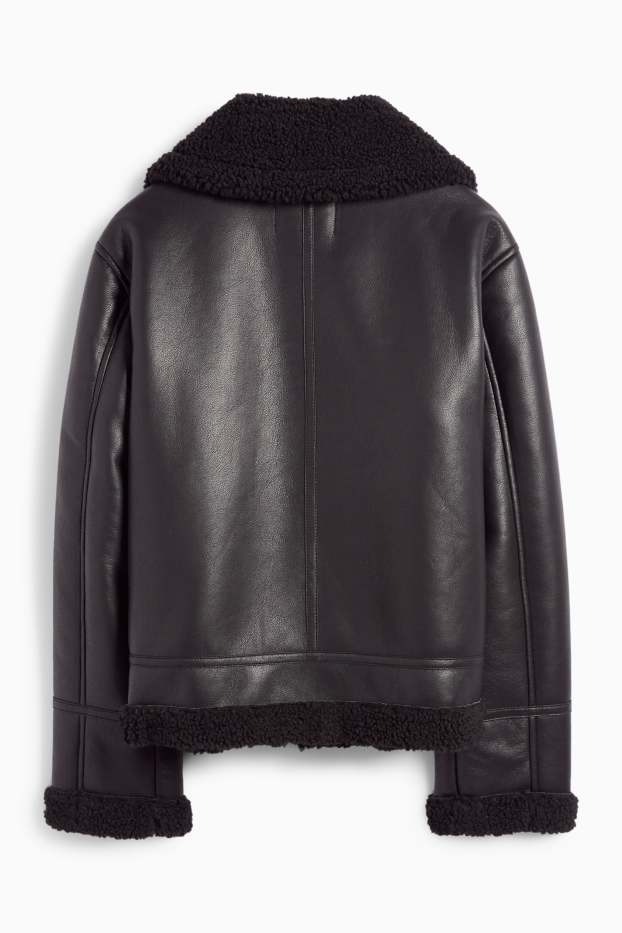 Femmes - Veste imitation mouton - synthétique - noir