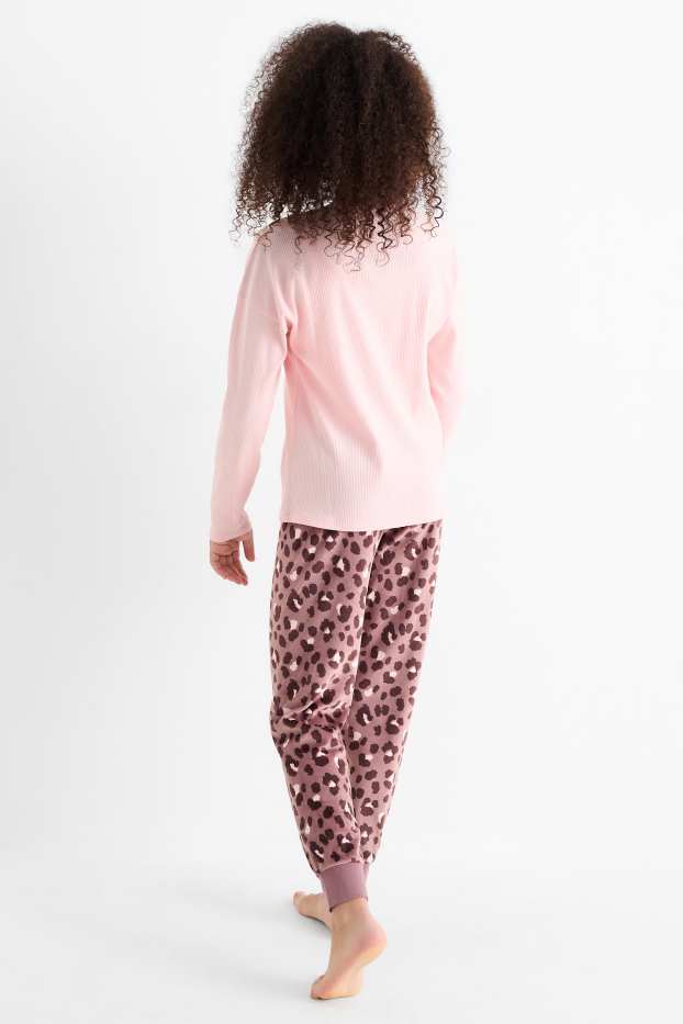 Enfants filles - Lot de 2 - cœur - haut de pyjama - rose