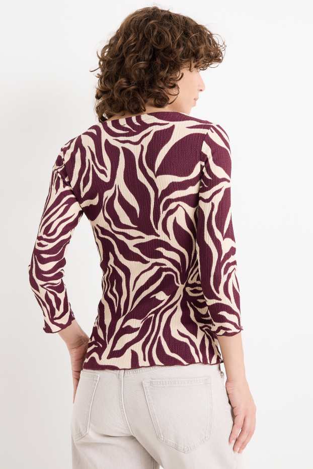Femmes - Haut à manches longues - à motif - finition texturée - violet