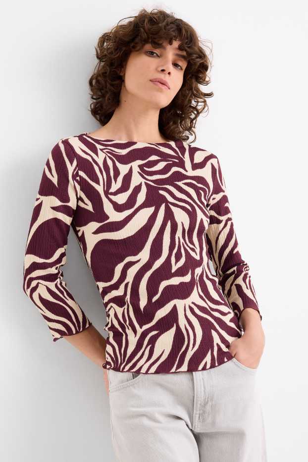 Femmes - Haut à manches longues - à motif - finition texturée - violet