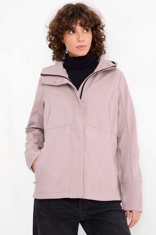 Women - Softshell jacket with hood - water-repellent - 4-Way Stretch - light rose