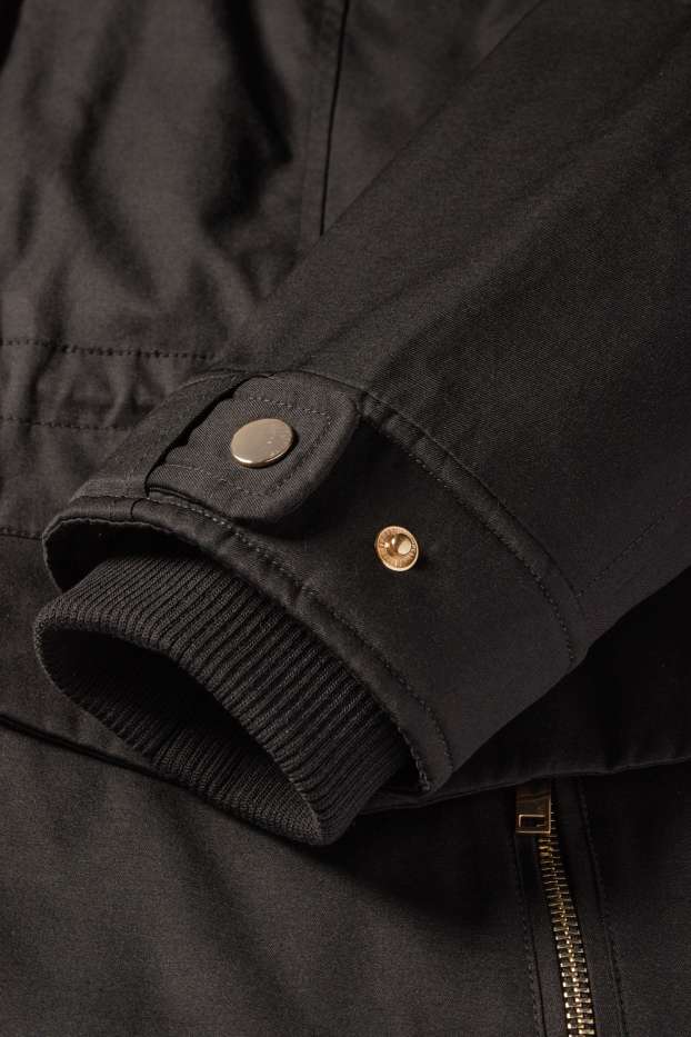 Damen - Parka mit Kapuze - Winter - schwarz