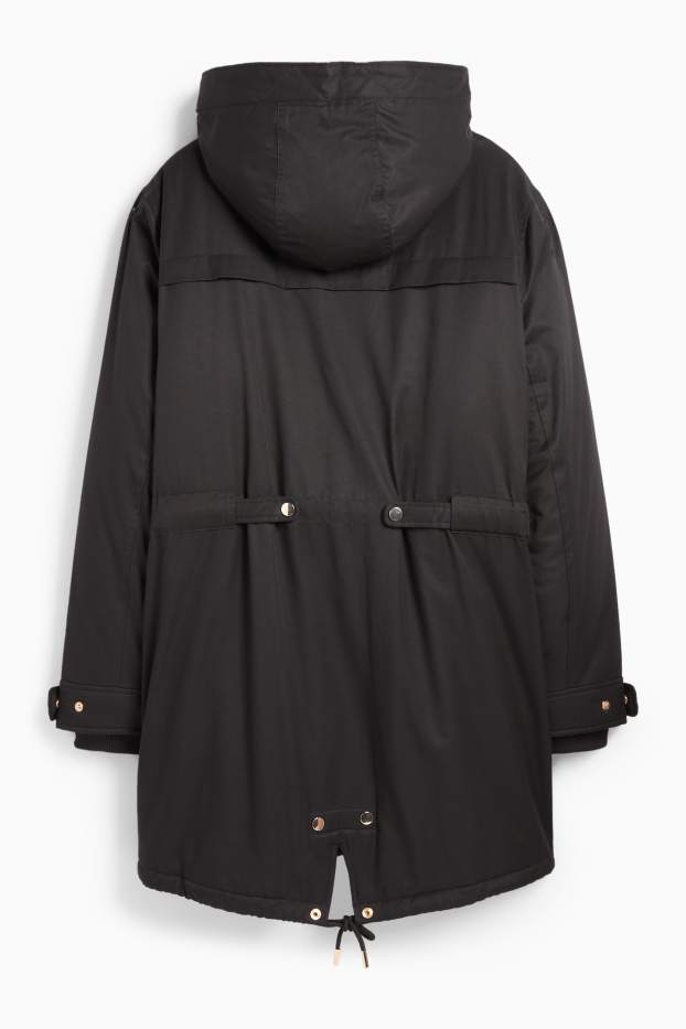 Damen - Parka mit Kapuze - Winter - schwarz
