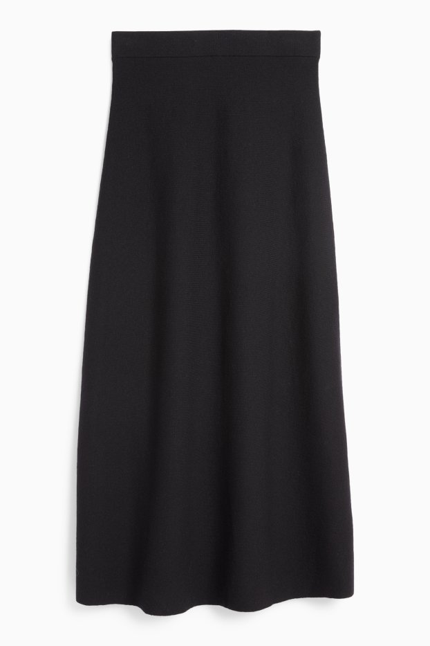 Dames - Gebreide rok - zwart