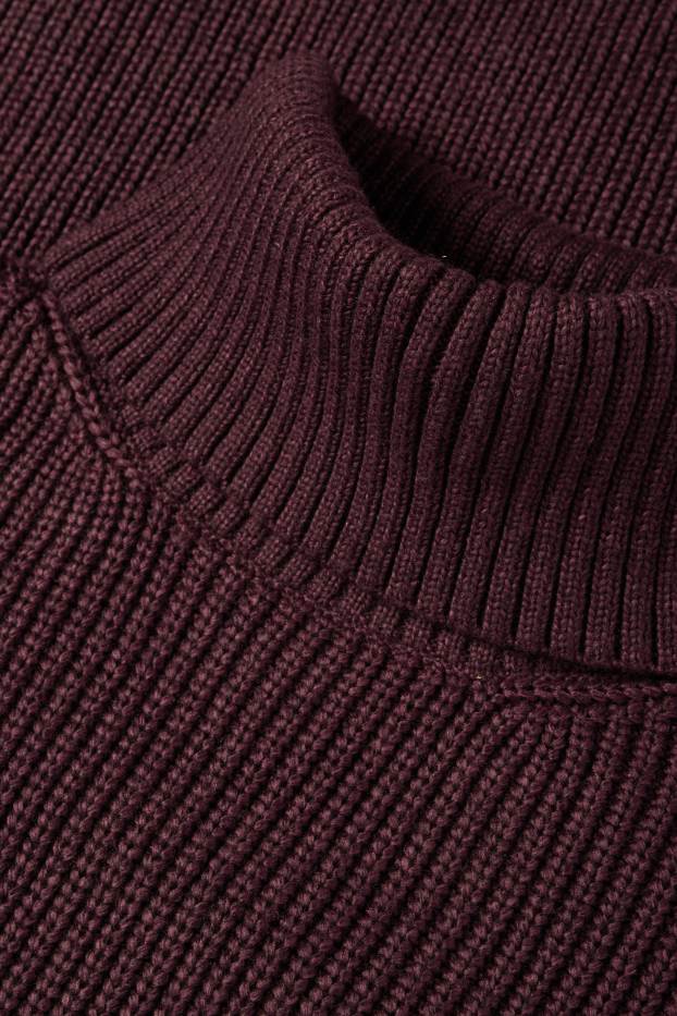 Damen - Strickkleid - Straight Fit - gerippt - lila