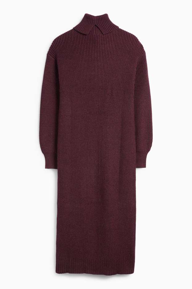 Damen - Strickkleid - Straight Fit - gerippt - lila