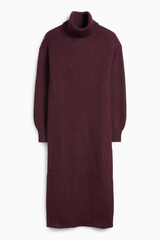 Damen - Strickkleid - Straight Fit - gerippt - lila