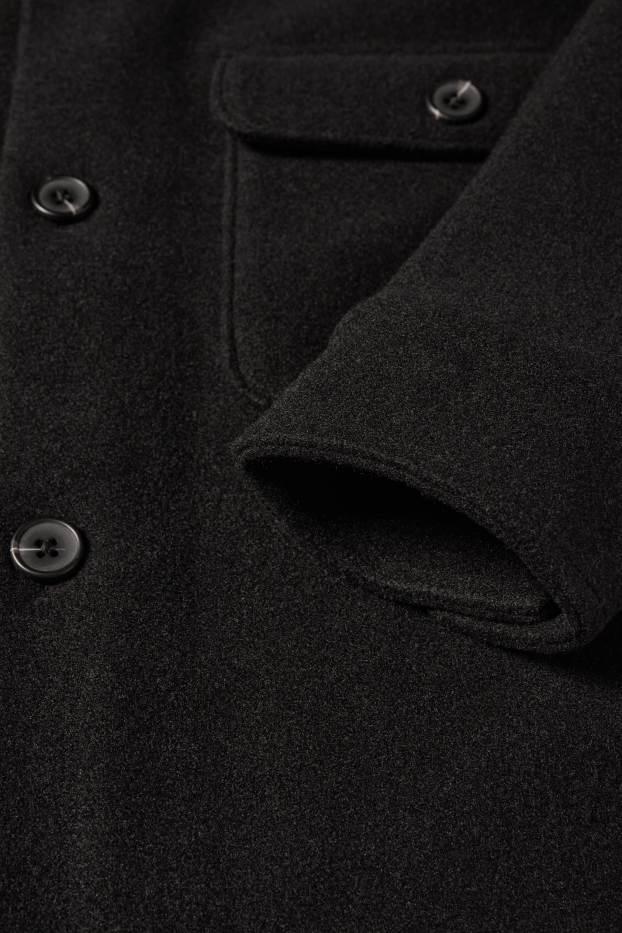 Hommes - Veste-chemise - relaxed fit - col kent - noir