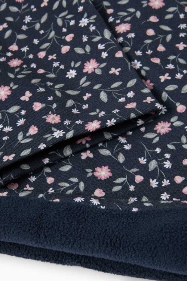 Kinderen: meisjes - Bloem - set - beanie en colsjaal - 2-delig - donkerblauw