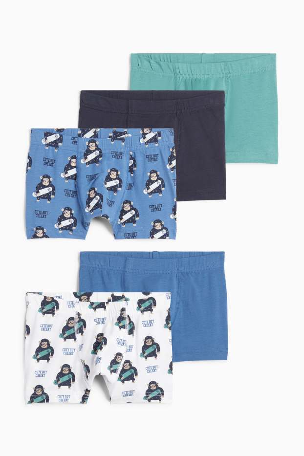 Kinder Buben - Multipack 5er - Skater-Affe - Boxershorts - grün