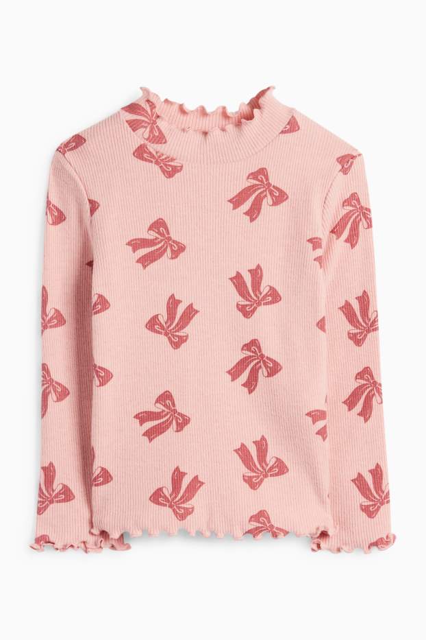Kinderen: meisjes - Strik - longsleeve - geribd - roze