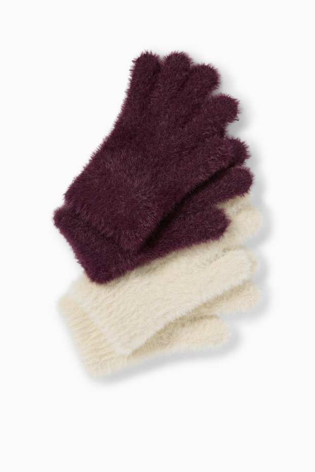 Kinderen: meisjes - Set van 2 paar - handschoenen - licht beige