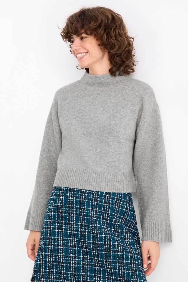 Kobiety - Sweter - jasnoszary-melanż