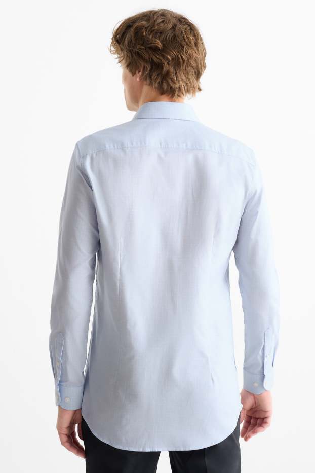 Herren - Businesshemd - Slim Fit - Cutaway - kariert - hellblau