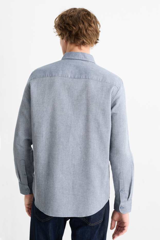 Herren - Hemd - Regular Fit - Kent - strukturiert - blau