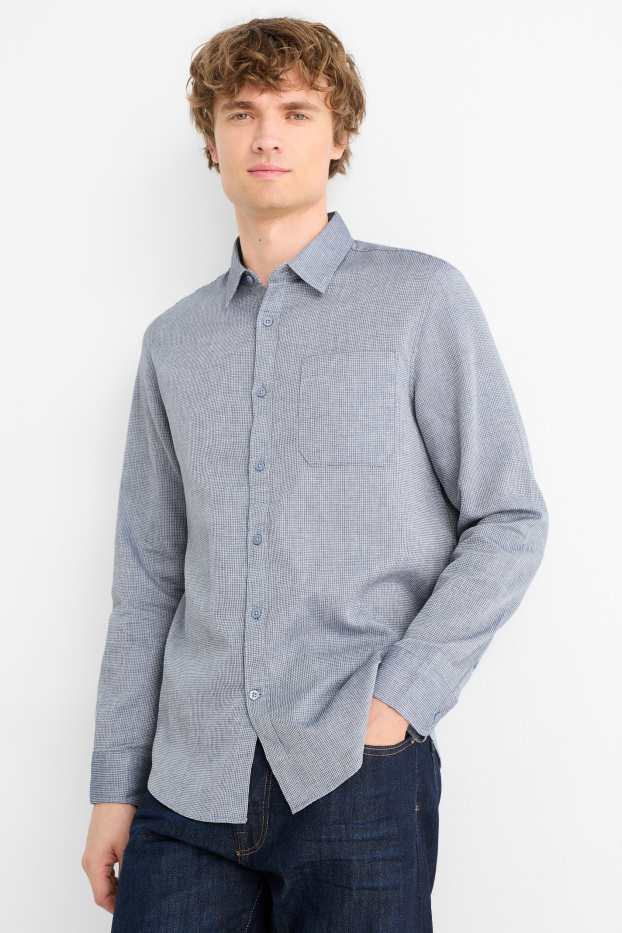 Herren - Hemd - Regular Fit - Kent - strukturiert - blau