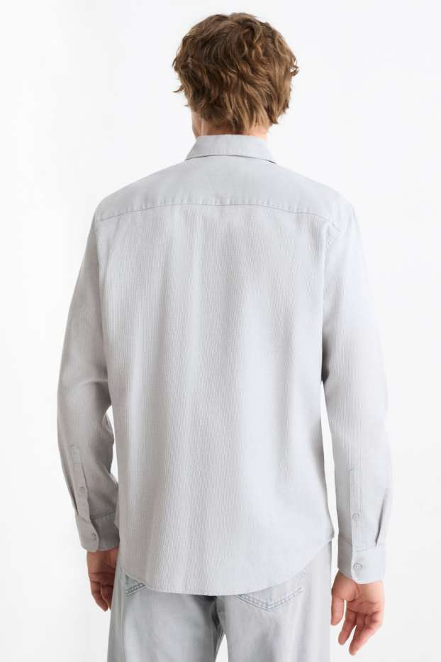 Hommes - Chemise - regular fit - col kent - finition texturée - gris