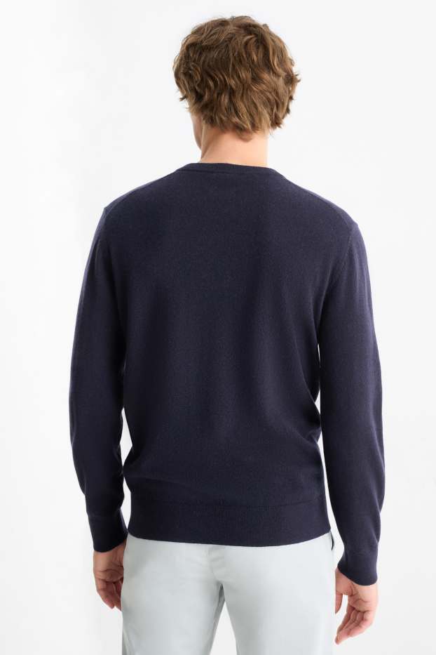 Heren - Trui van kasjmier - donkerblauw