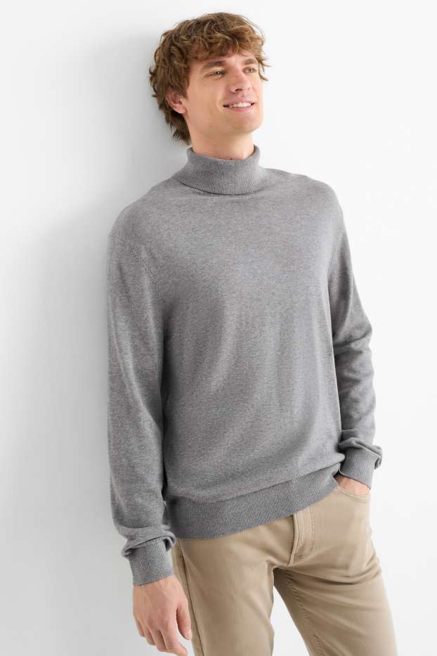 Uomo - Maglione a dolcevita - grigio