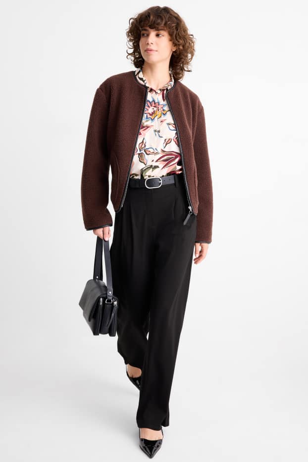 Femmes - Pantalon en jersey - high waist - wide leg - noir