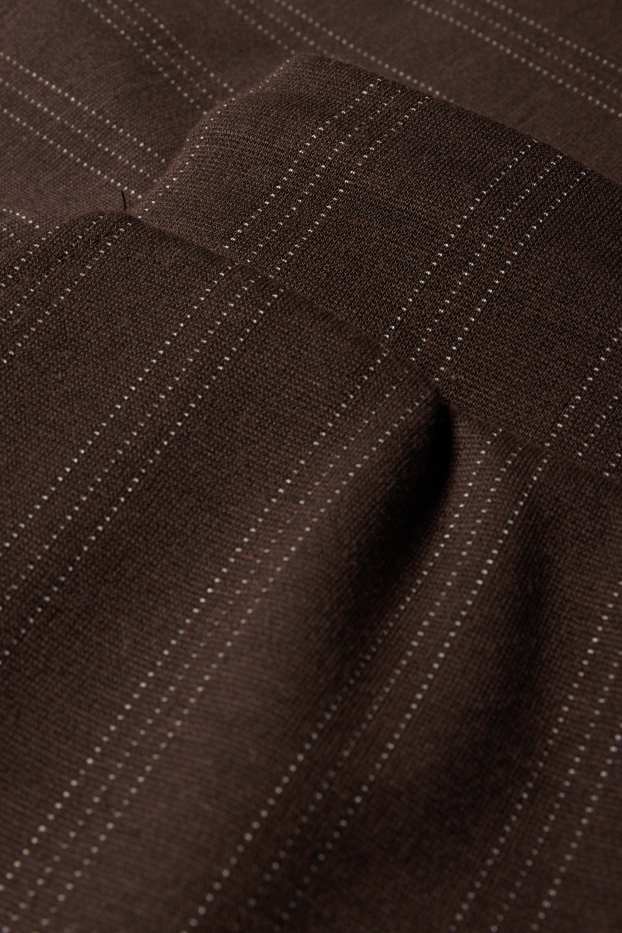 Dámské - Žerzejové kalhoty - mid waist - wide leg - s úzkými proužky - tmavohnědá