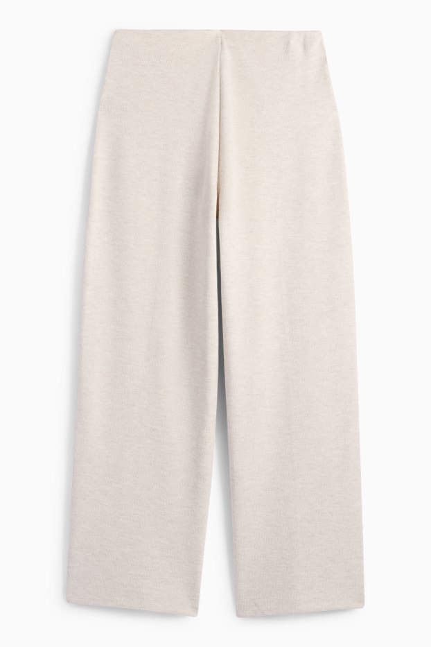 Femmes - Bas de jogging - finition côtelée - beige