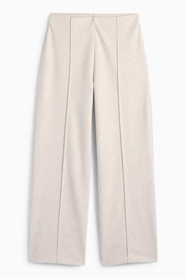 Femmes - Bas de jogging - finition côtelée - beige