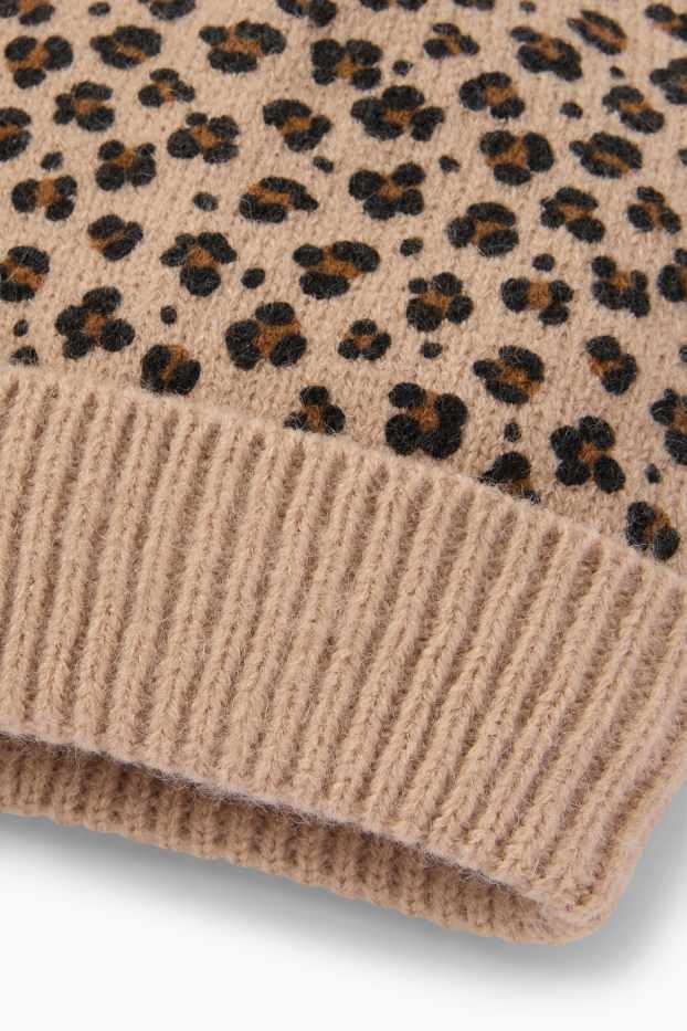 Bébés filles - Bonnet à pompon pour bébé - à motif - beige clair