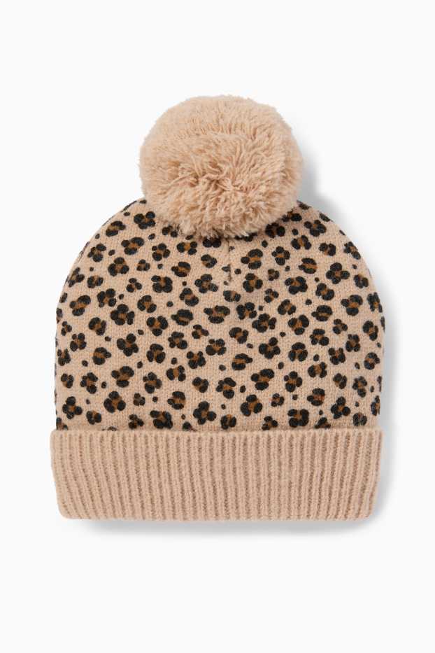 Bébés filles - Bonnet à pompon pour bébé - à motif - beige clair