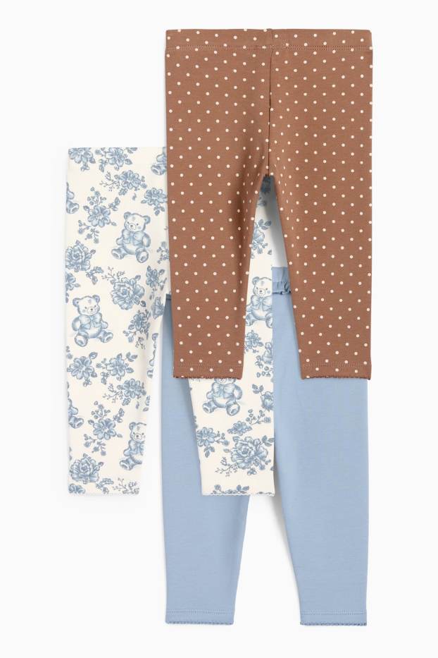 Bébés filles - Lot de 3 - ours en peluche - leggings bébé - bleu