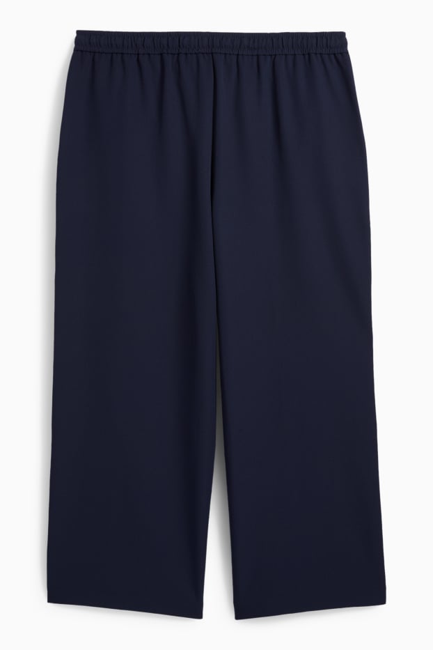 Damen - Jersey-Hose - Mid Waist - Wide Leg - dunkelblau