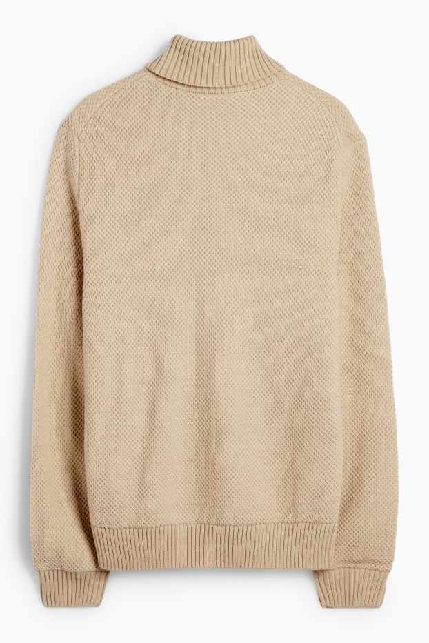 Uomo - Maglione dolcevita - tramato - beige