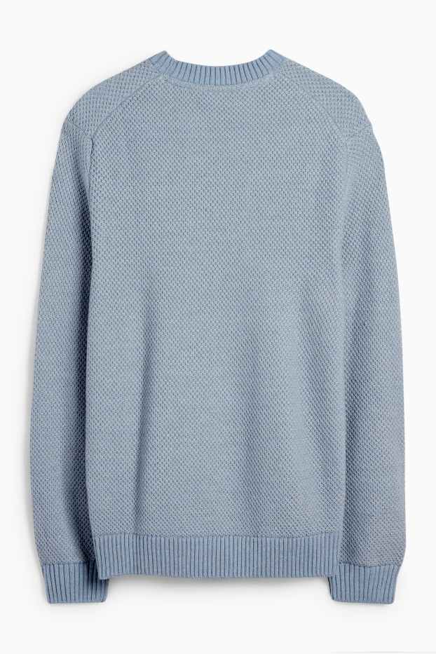 Heren - Trui - met structuur - blauw