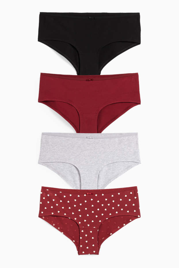 Damen - Multipack 4er - Hipster - dunkelrot