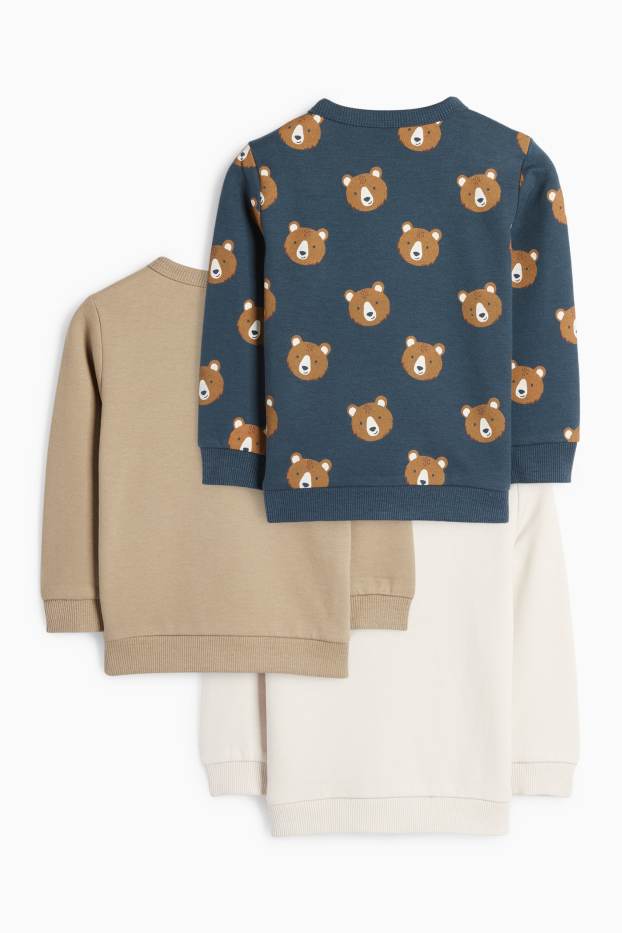 Niemowlęta chłopcy - Wielopak, 3 szt. - misie - bluza niemowlęca - kremowobiały