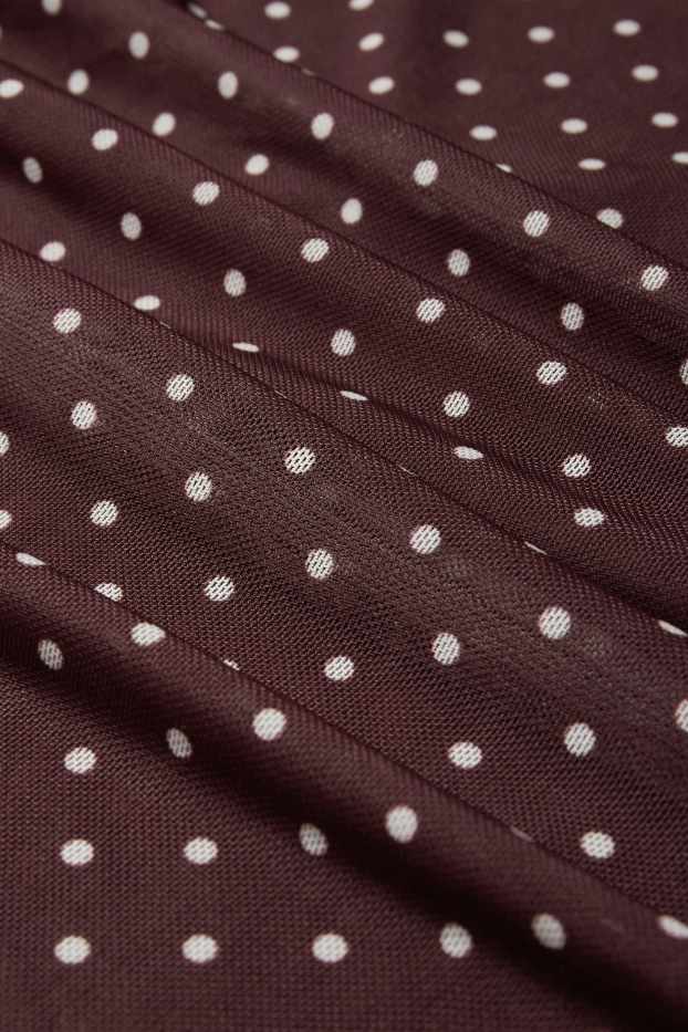 Women - Mesh dress - polka dot - dark red