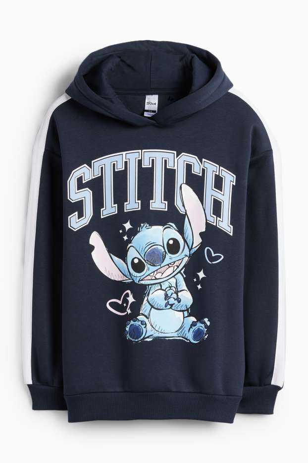 Bambine - Lilo & Stitch - felpa con cappuccio - blu scuro