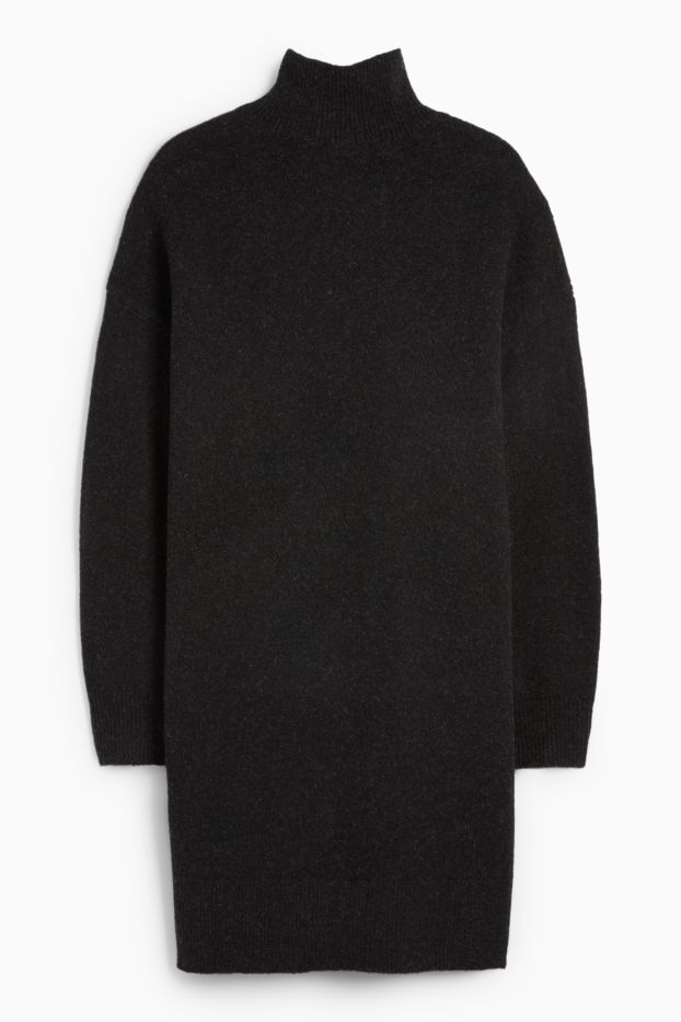 Dames - Gebreide jurk - straight fit - donkergrijs