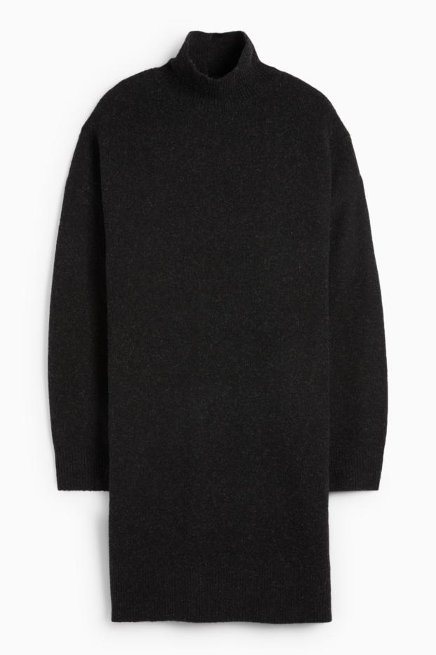 Dames - Gebreide jurk - straight fit - donkergrijs
