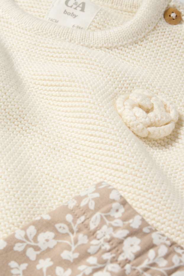 Neonate - Motivo fiorellini - completo neonate - 2 pezzi - bianco crema